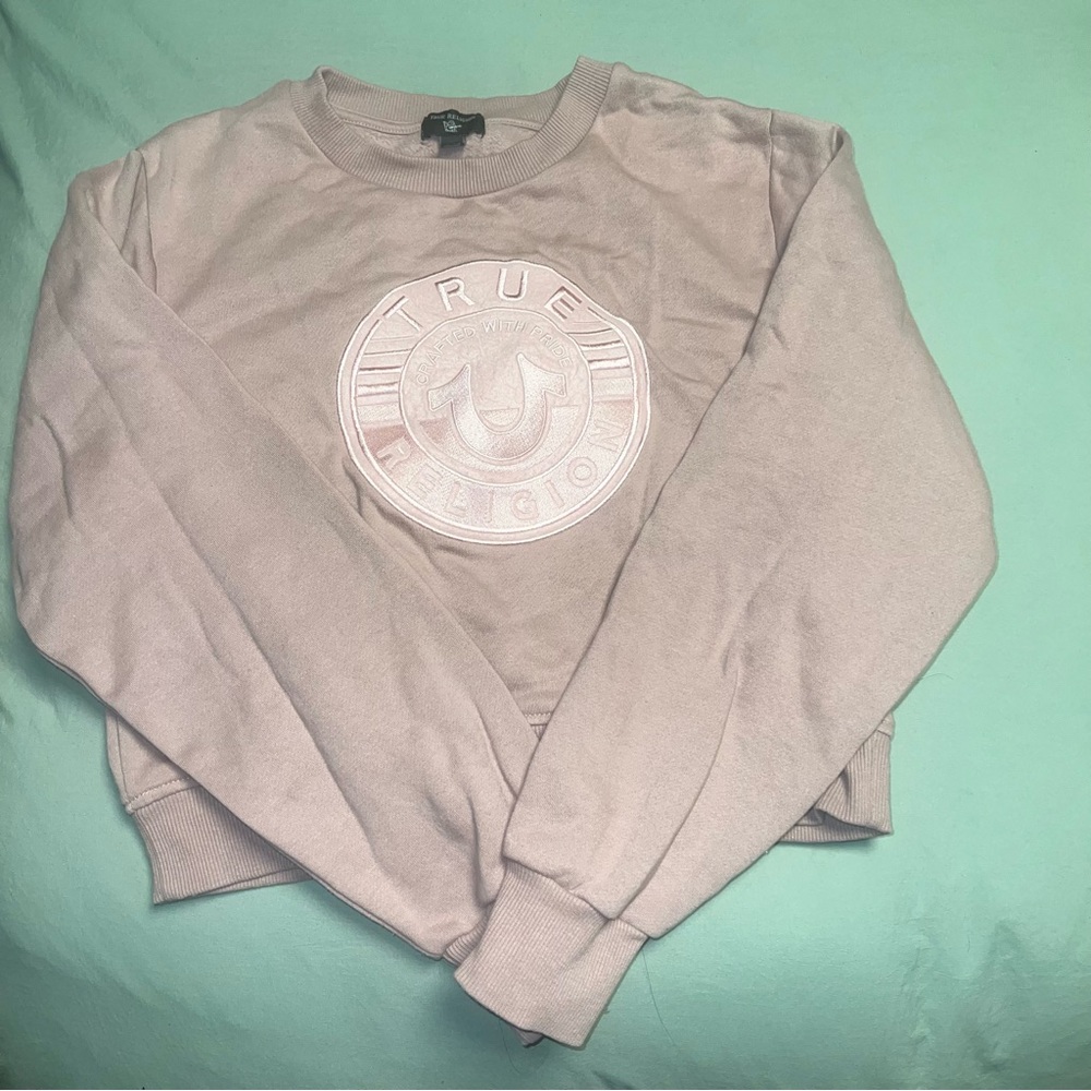 True Religion pink Horseshoe Logo Crewneck Sweatshirt